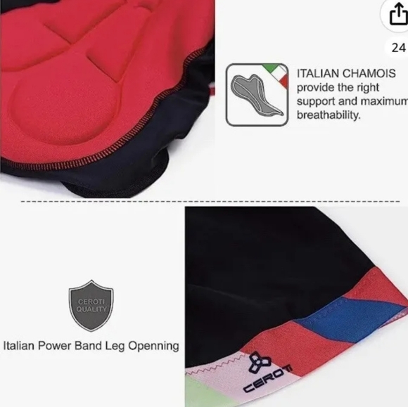 CEROTIPOLAR Men’s Cycling Bibs Long Riding Pad Bicycle Biking Sorts UPF50+ NWT - Picture 6 of 9